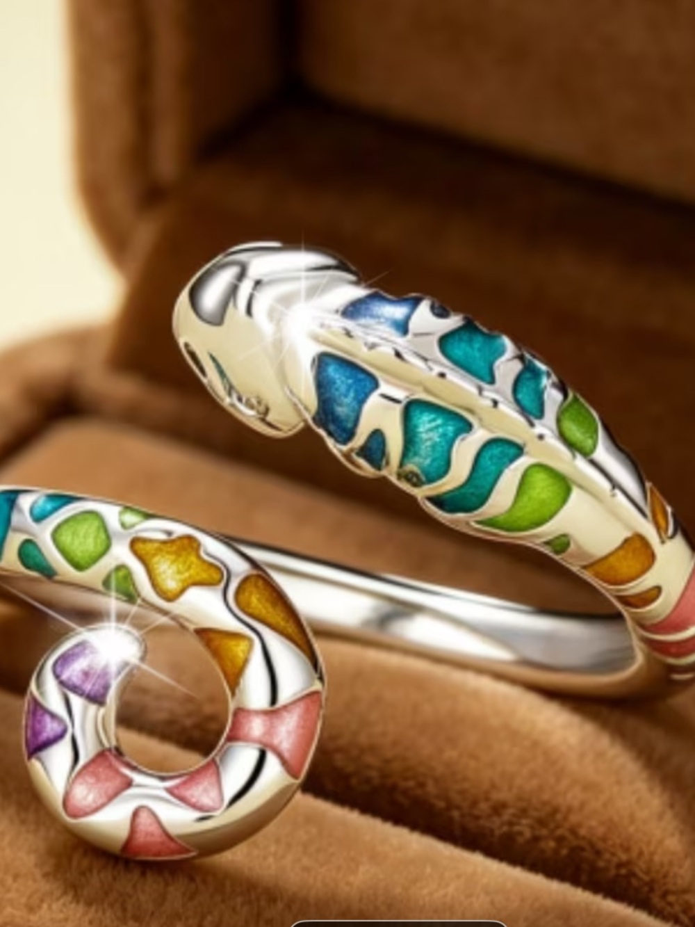 Chameleon Multicolor Silver Tone Ring